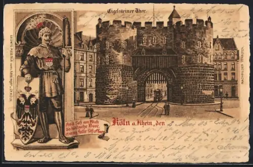 Lithographie Köln a. Rhein, Gesamtansicht vom Eigelsteiner Thor