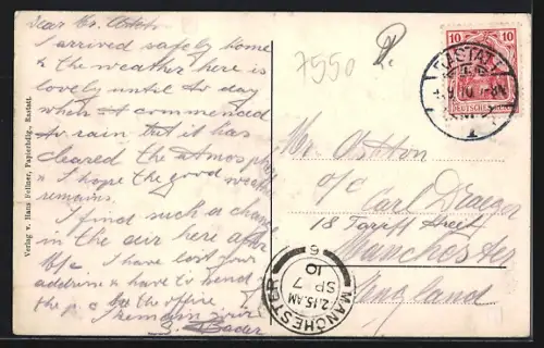 AK Rastatt, Partie an der Bahnhofstrasse