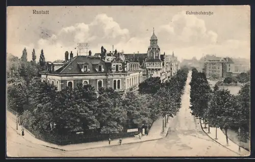 AK Rastatt, Blick auf die Bahnhofstrasse