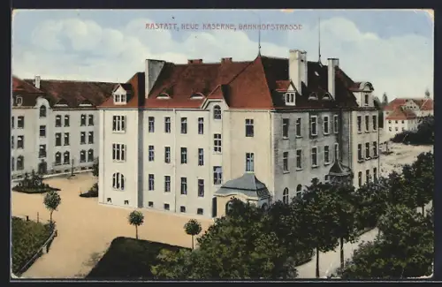 AK Rastatt, Neue Kaserne in der Bahnhofstrasse