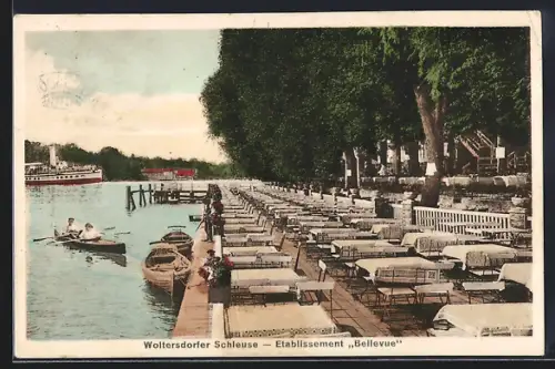 AK Woltersdorf / Mark, Restaurant Bellevue Terrasse an der Schleuse, Bes. Emil Knoost