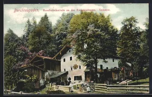 AK Berchtesgaden, Rosshofschmiede an der Ramsaustrasse im Sommer