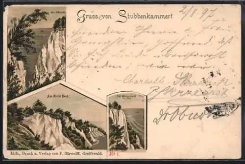 AK Stubbenkammer, Partien am Kieler Bach, Königsstuhl und die Schlucht
