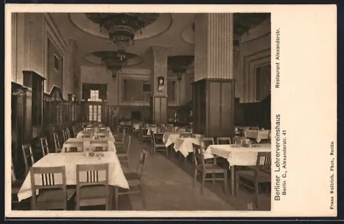 AK Berlin, Innenansicht Restaurant Lehrervereinshaus, Alexanderstrasse 41