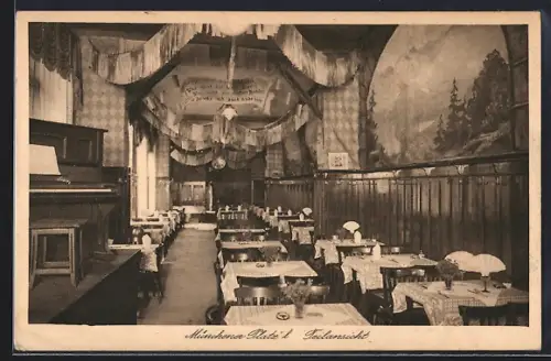 AK Berlin-Tiergarten, Gasthaus Münchener Platz`l, Potsdamer Strasse 40, Innenansicht
