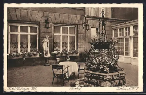 AK Berlin, Zierhof im Hotel Coburger Hof, Friedrichstrasse am Bahnhof
