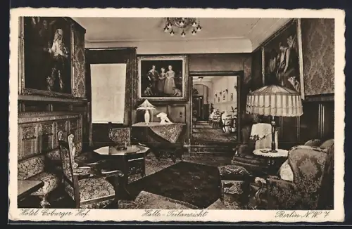 AK Berlin, Friedrichstrasse, Hotel Coburger Hof, Halle-Teilansicht