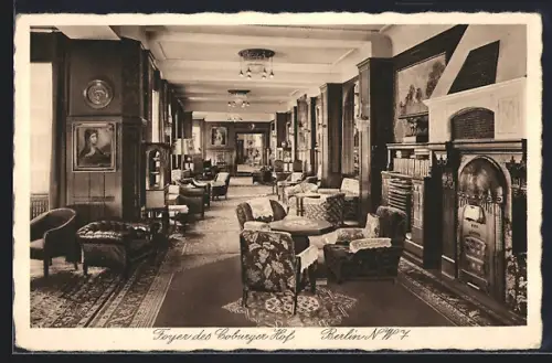AK Berlin, Foyer des Hotel Coburger Hof, Georgenstrasse 23