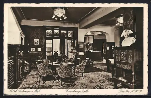AK Berlin, Empfangshalle im Hotel Coburger Hof, Georgenstrasse 23