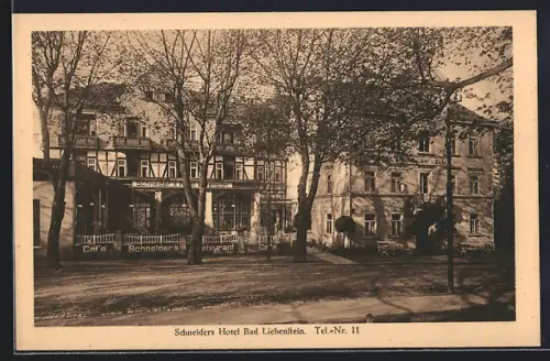 AK Bad Liebenstein, Schneiders Hotel und Restaurant-Cafe von der Strasse aus