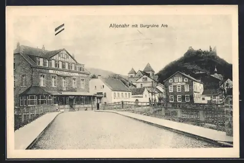 AK Altenahr, Cental-Hotel, Hotel zur Post und Burgruine Are