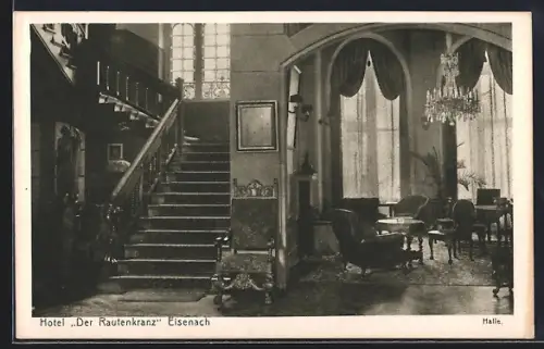 AK Eisenach, Treppenaufgang im Hotel Der Rautenkranz