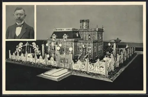 AK Thale, Villa in Burg aus Mahagoniholz erbaut von Carl Goerecke, Modellbau