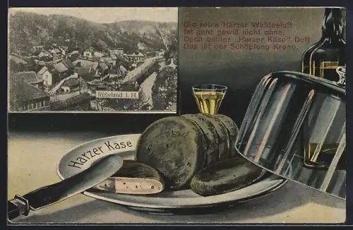 AK Rübeland / Harz, Reklame für Harzer Käse unter der Käseglocke
