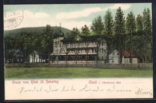 AK Elend i. Oberharz, Hotel St. Hubertus, Panoramaansicht