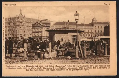AK Berlin, Alexanderplatz, Handelspartie am Wochenmarkt