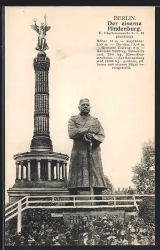 AK Berlin-Tiergarten, Der eiserne Hindenburg und Siegessäule mit Publikum, Nagelung