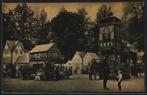 AK Berlin-Niederschönhausen, Luna-Park, Märchenstadt Liliput mit Besuchern und Kleinwüchsigen