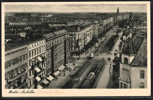 AK Berlin-Neukölln, Blick in die Braunauer Strasse