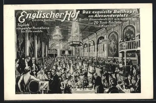 Künstler-AK Berlin, Ballhaus Englischer Hof, Alexanderstrasse 27 b, Innenansicht