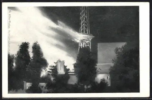 AK Berlin-Charlottenburg, Brand während der Funkausstellung, 19. August 1935