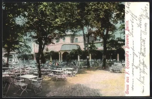 AK Berlin-Kreuzberg, Gartenpartie in F. Happolds Brauerei