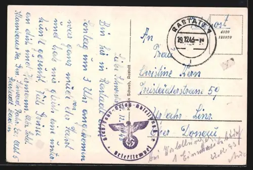 AK Rastatt, Strasse mit Geschäften