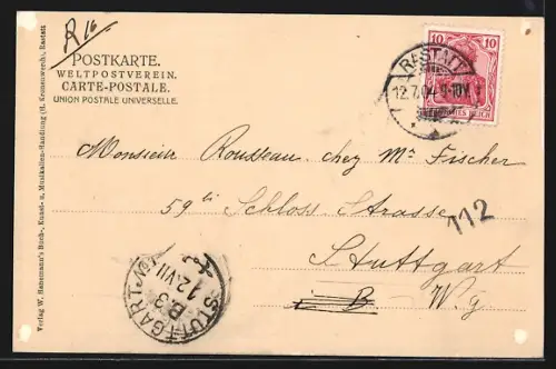 AK Rastatt, Partie in der Bahnhofstrasse