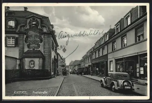 AK Rastatt, Poststrasse mit Gasthaus Zum Braustübl