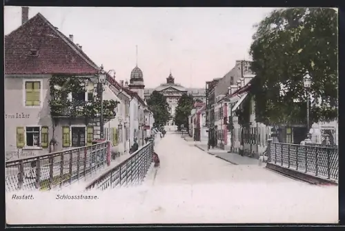 AK Rastatt, Schlossstrasse mit Gasthaus zum Anker