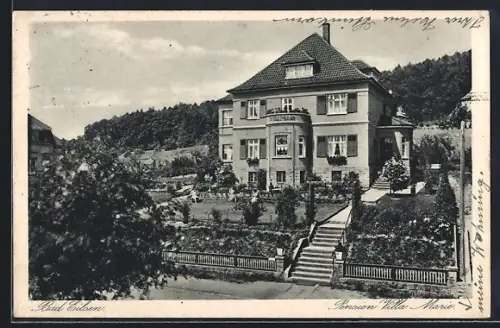 AK Bad Eilsen, Aufgang zur Hotel-Pension Villa Marie, Sommeransicht