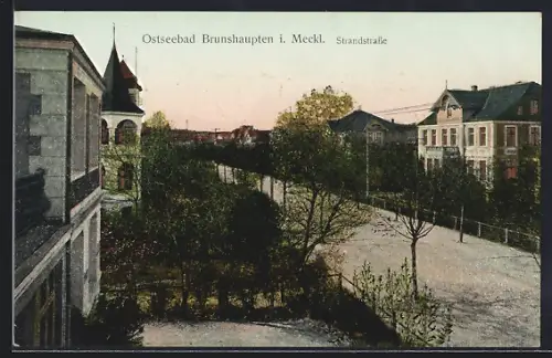 AK Ostseebad Brunshaupten, Strandstrasse mit Wohnhäusern