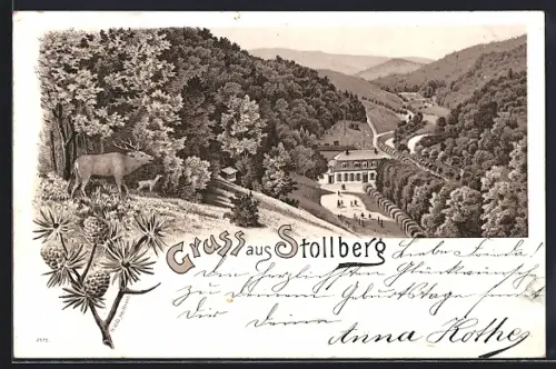 Lithographie Stolberg / Harz, Talpanorama