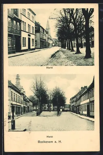 AK Bockenem a. H., Markt mit Kirche, Strassenpartie