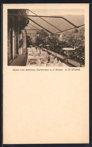 AK Carlshafen a. d. Weser, Hotel zum Schwan C. D. Stunz