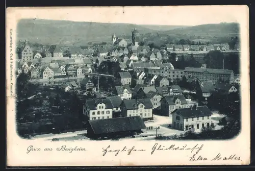 AK Besigheim, Teilansicht mit Bahnhof