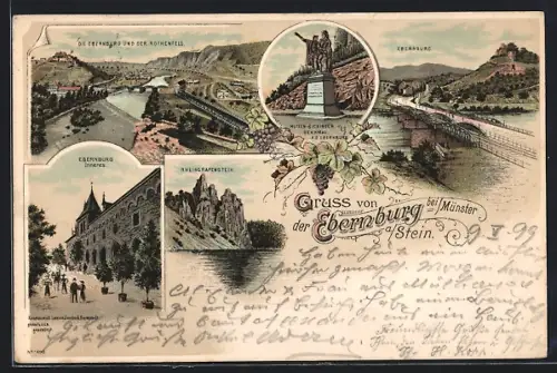 Lithographie Münster / Stein, Ebernburg a. Stein, Inneres, Rheingrafenstein