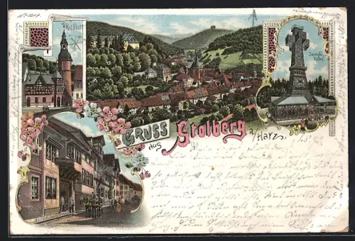 Lithographie Stolberg a. Harz, Gasthaus zum Weissen Ross, Joseph`s Höhe