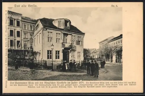 AK Berlin-Tiergarten, Potsdamer Platz mit Ring'scher Apotheke 1873