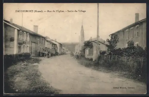 AK Haudiomont /Meuse, Rue de l`Église, Sortie du Village