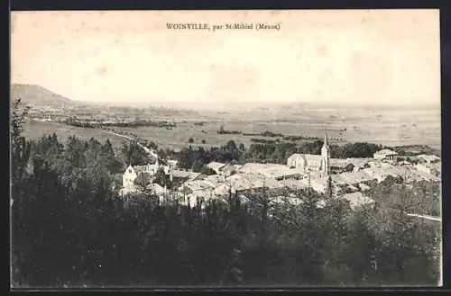 AK Woinville par St-Mihiel, Vue sur le village et la plaine environnante