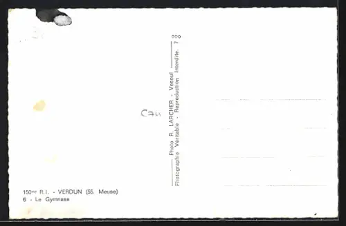 AK Verdun /Meuse, Le Gymnase du 150e R.I