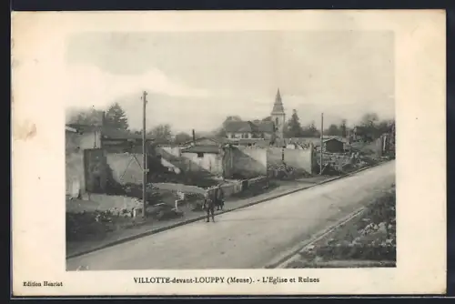 AK Villotte-devant-Louppy /Meuse, L`Église et ruines