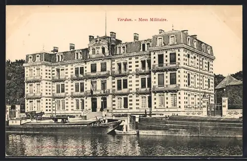 AK Verdun, Mess Militaire et péniches sur le canal