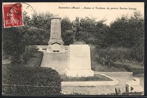 AK Damvillers /Meuse, Statue et Tombeau du peintre Bastien Lepage