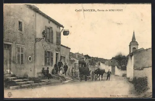 AK Boncourt, Café Royer et diligence à l`entrée du village