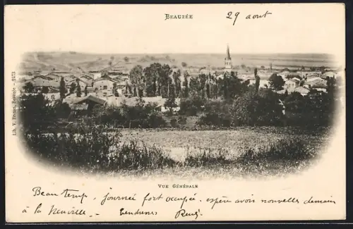 AK Beauzée, Vue générale du village et de la campagne environnante
