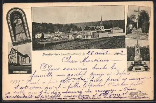 AK Benoite-Vaux /Souilly-Meuse, Vue du village et des monuments locaux