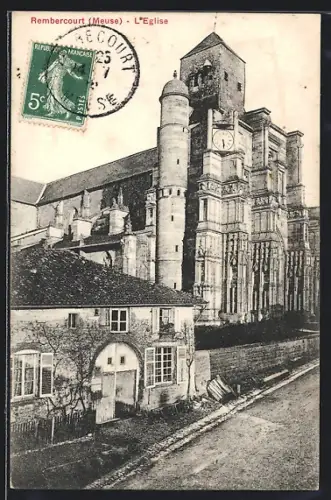 AK Rembercourt /Meuse, L`Église et vue de la rue adjacente