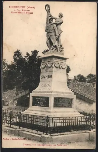 AK Sommedieue /Meuse, Monument aux morts de la Grande Guerre inauguré en 1922